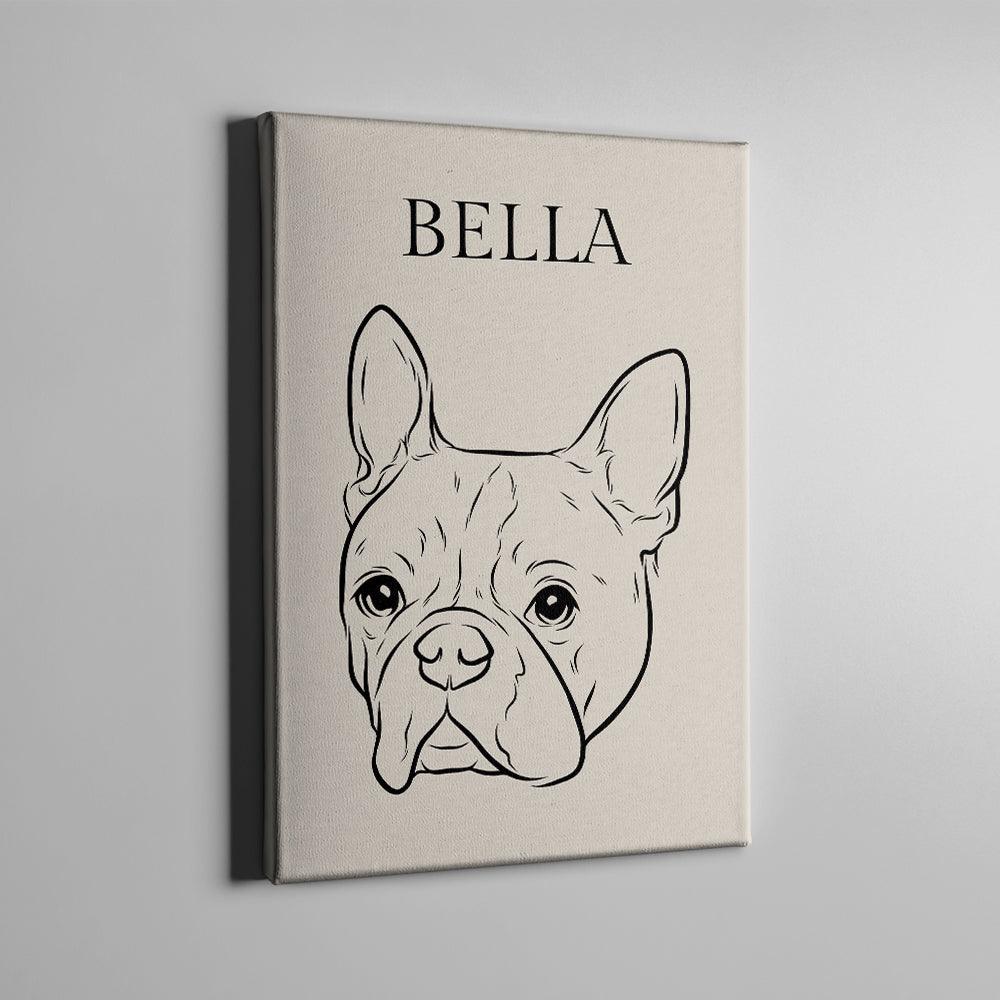 Scribble personalisierte Hundeleinwand