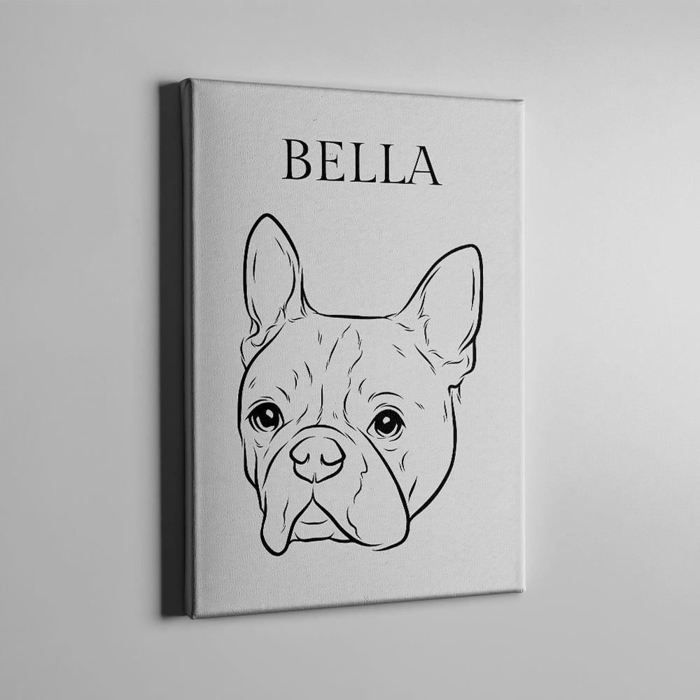 Scribble personalisierte Hundeleinwand