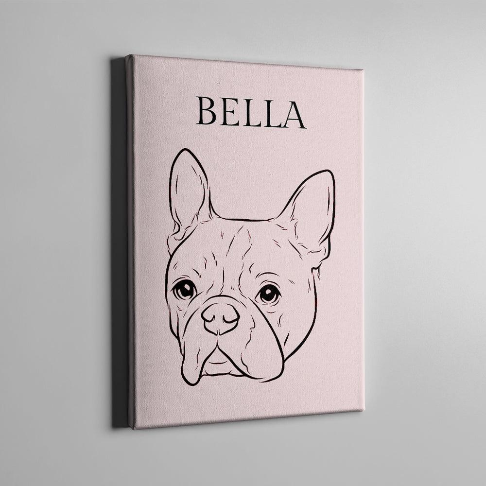 Scribble personalisierte Hundeleinwand