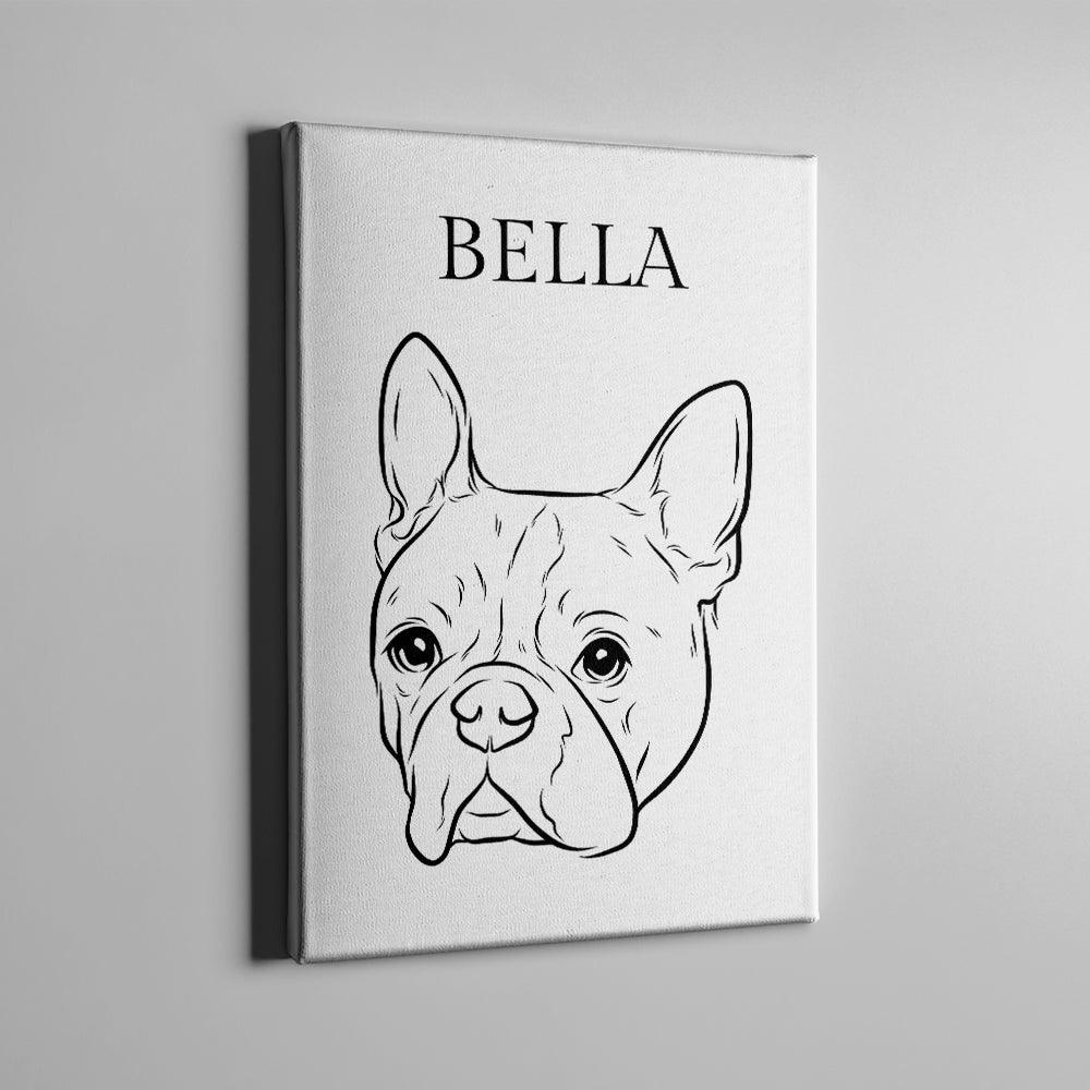 Scribble personalisierte Hundeleinwand