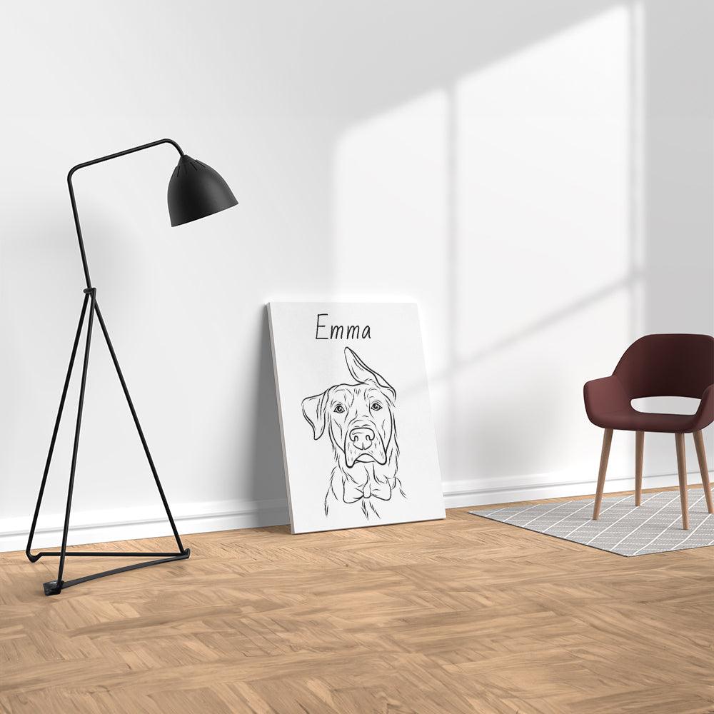 Scribble personalisierte Hundeleinwand