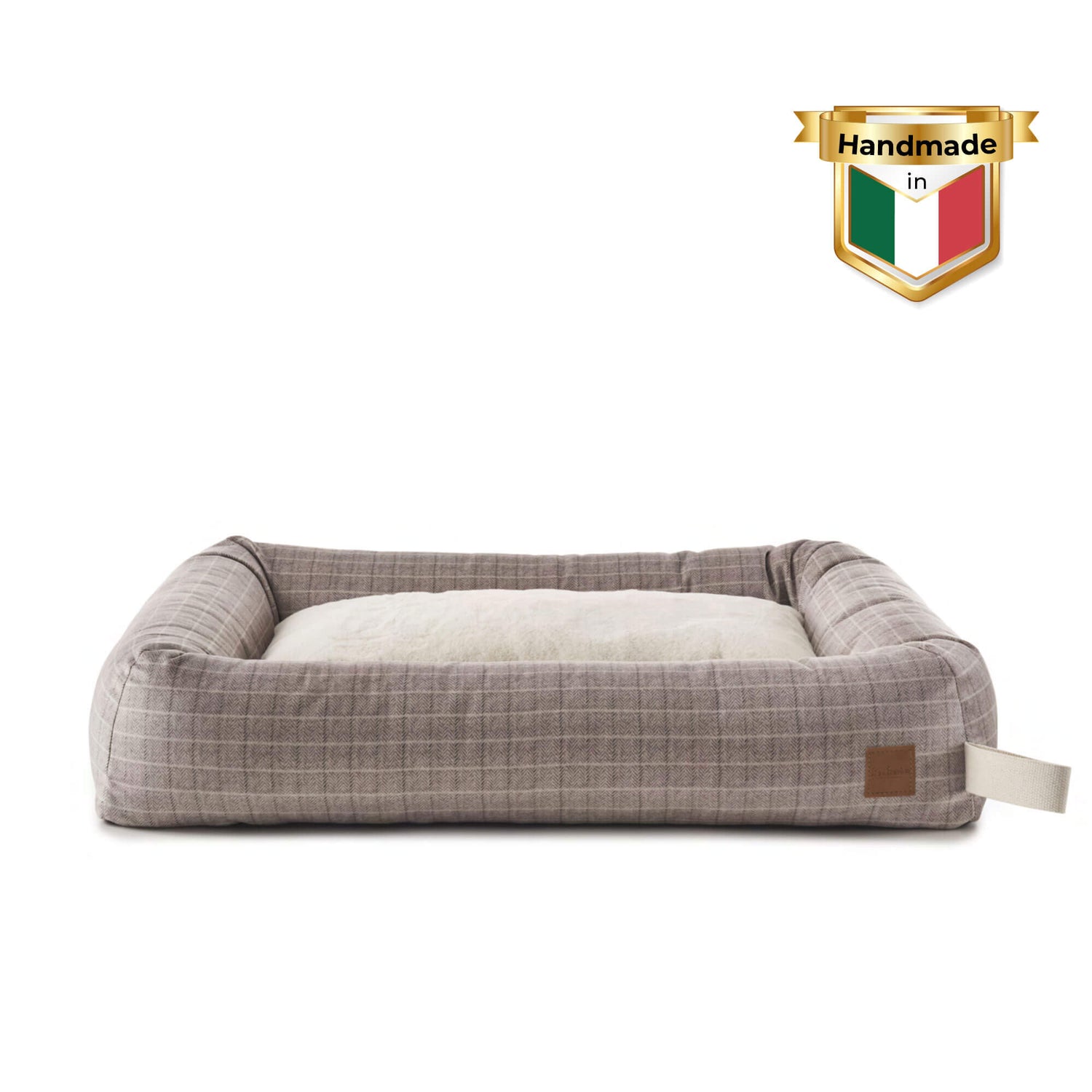 Chill Glasgow Hundebett in Beige – stilvolles Hundebett aus 100% recyceltem Tartan-Stoff, mit einheitlicher Randhöhe, weicher Polsterung und rutschfester Basis.