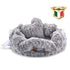 Dream Teddy Hundebett in Grau – gemütliches, rundes Hundebett aus weichem Teddybärstoff mit zwei Kissen, ideal für entspannte und warme Auszeiten.